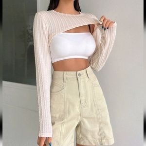 💕 DAZY Solid Super Crop Top Without Cami Top